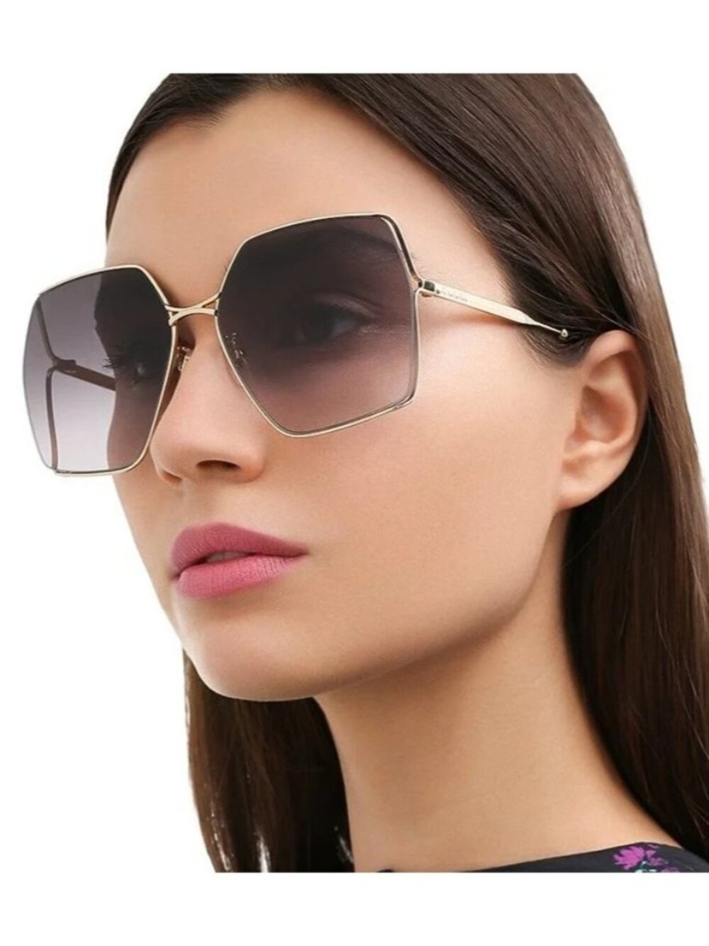 NEW GG0817S 001 GUCCI SUNGLASSES, GOLD/GRAY SQUARE WOMEN GUCCI EYEWEAR